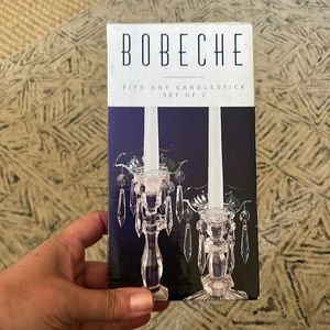 Two’s Company Bobeche Crystal Candlestick Enhancers Set of Two NIB